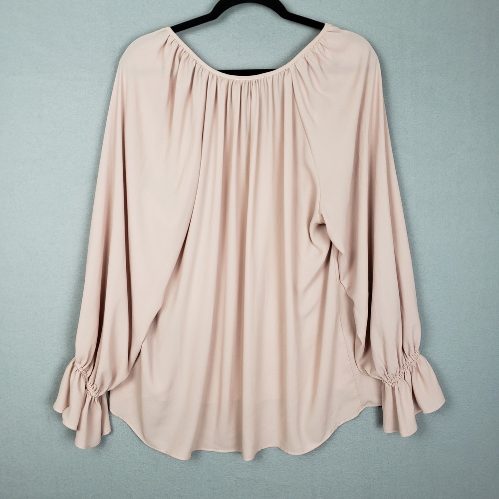T Tahari 1X Ruffled Wrist Peasant Top Blush Pink Office Feminine Spring Career - Picture 2 of 8